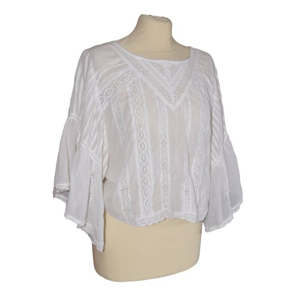 American Eagle Outfitters L Boho Lace Flutter Sleeve Top - Picture 4 of 9